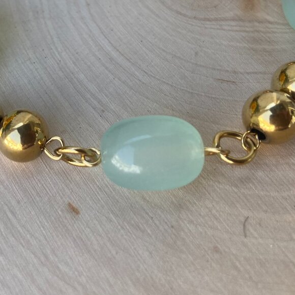 Gold Plated Stainless Steel Bracelet with Spheres - Picture 3 of 4